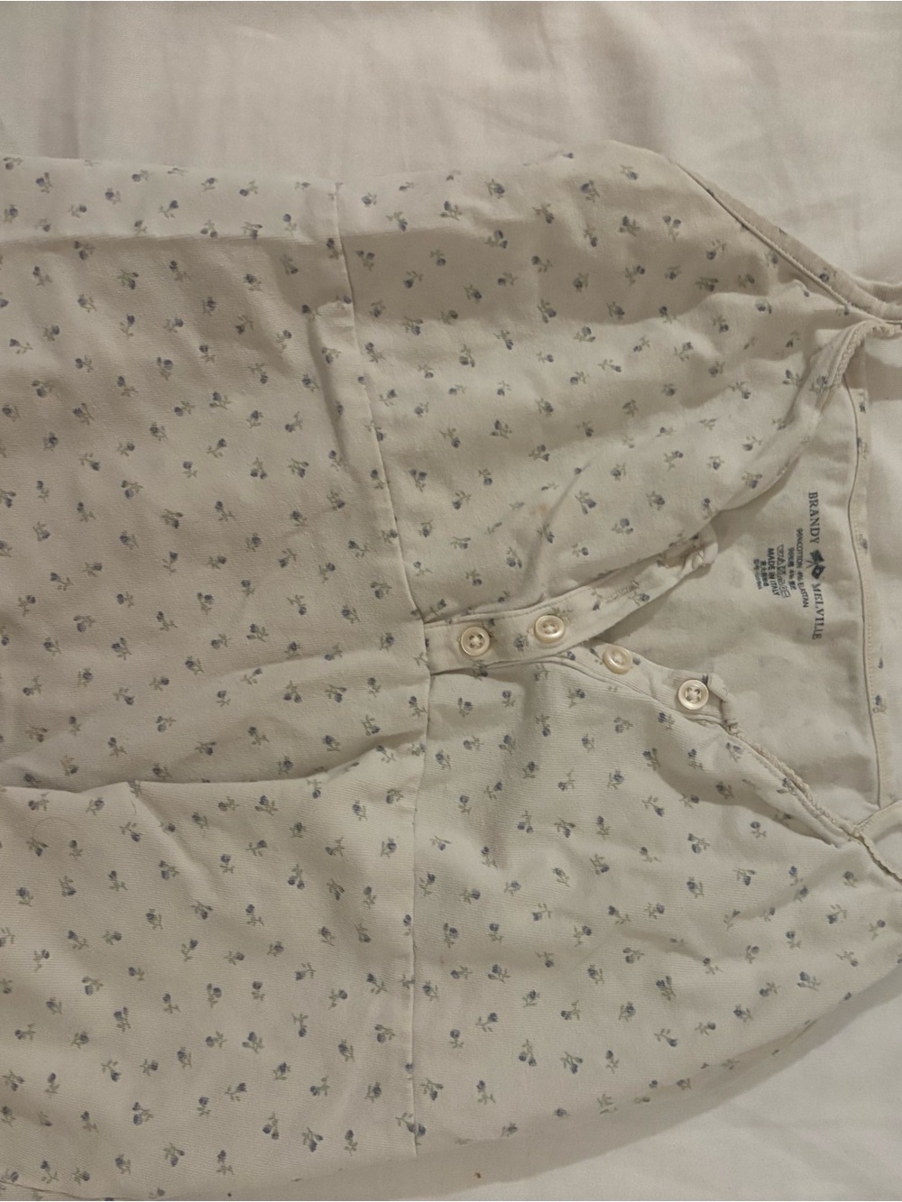 Brandy Melville Cream Top with Light Blue Floral Print